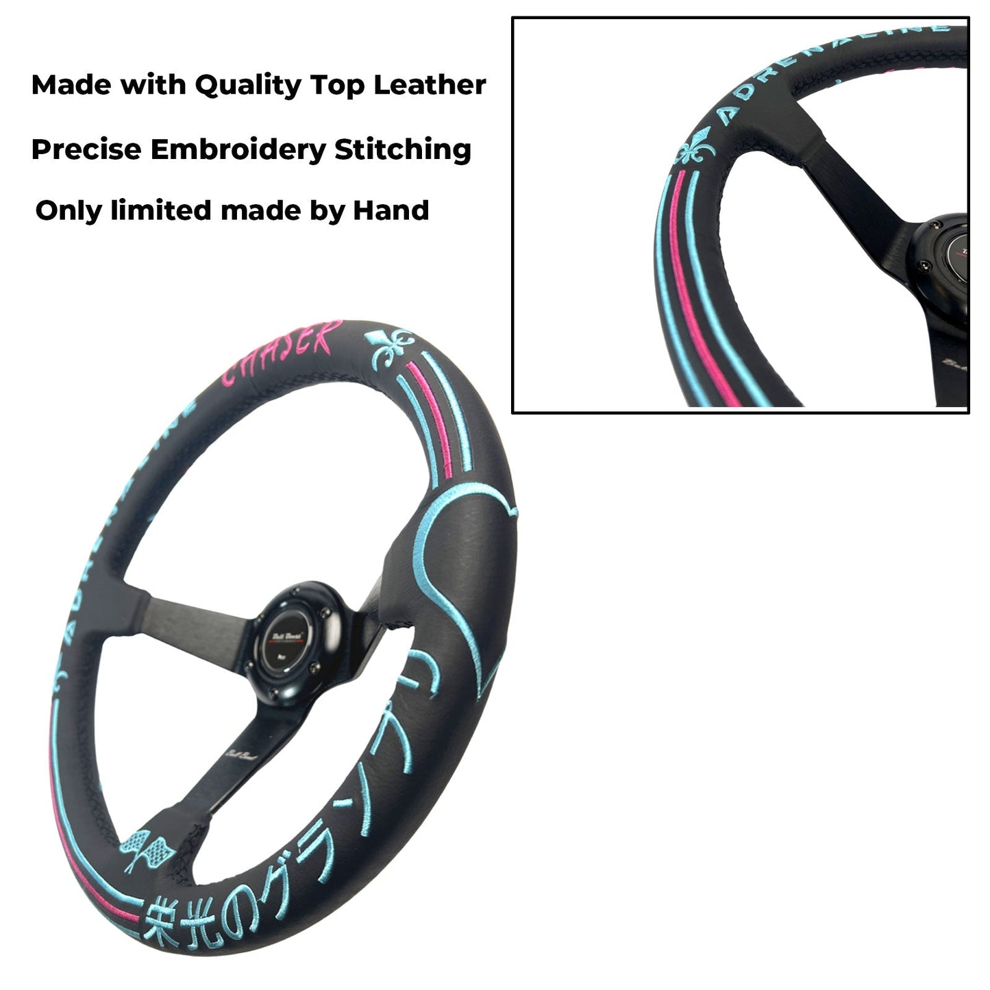 Leather 350mm Steering Wheel + Short Hub Adapter Kit For Acura Honda Accord Civic CR-Z