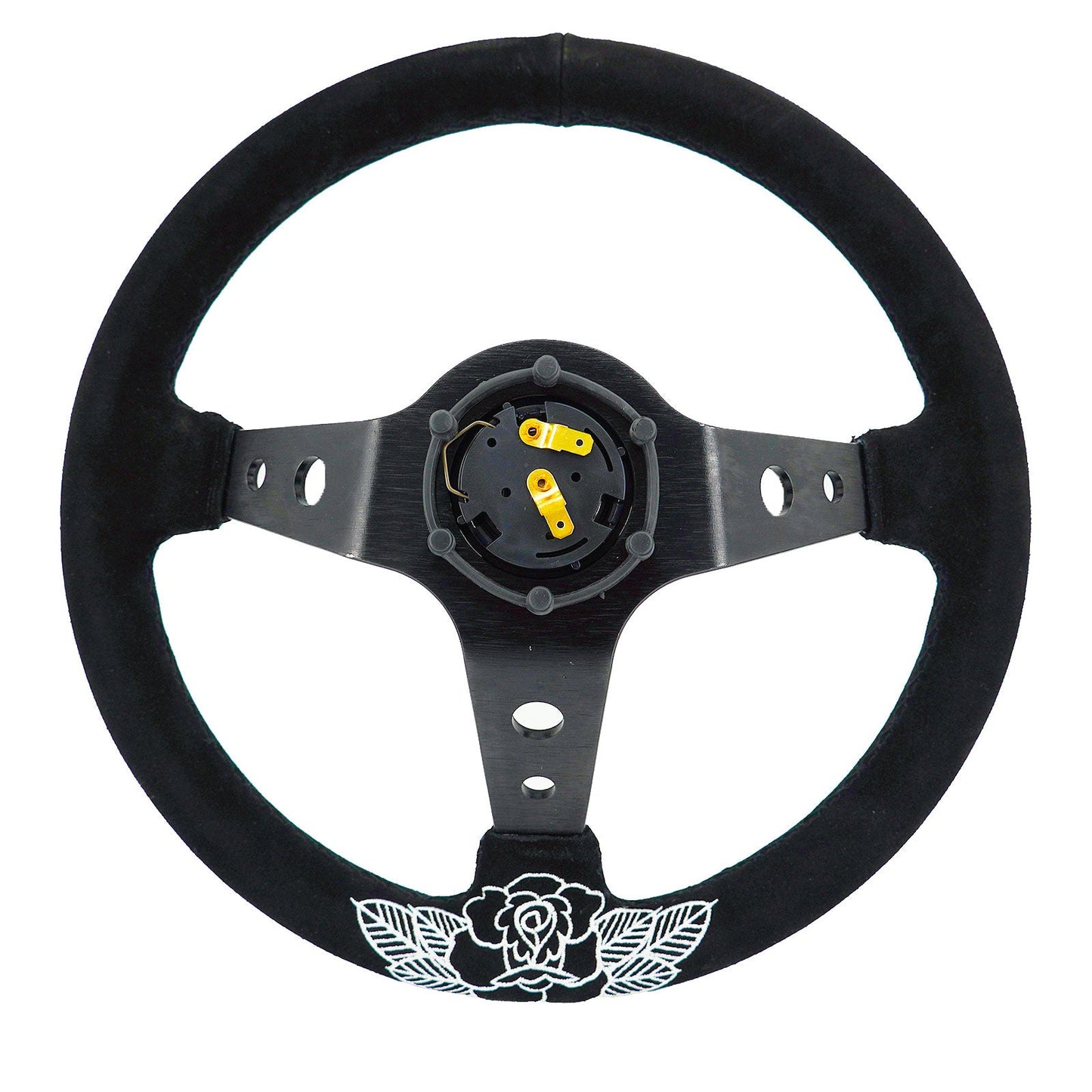BW Rose Deep Dish Steering Wheel + Short Hub Adapter Kit For Honda Acura
