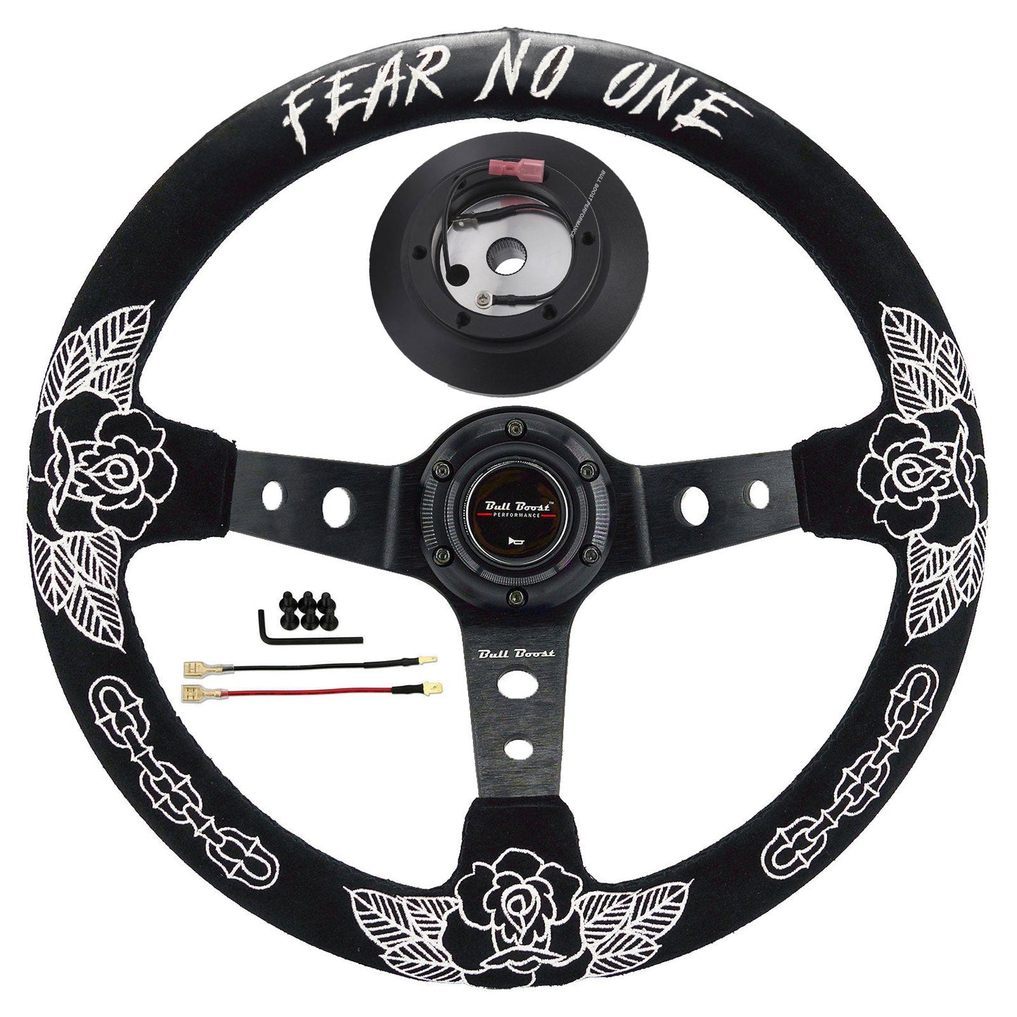 BW Rose Deep Dish Steering Wheel + Short Hub Adapter Kit For Honda Acura