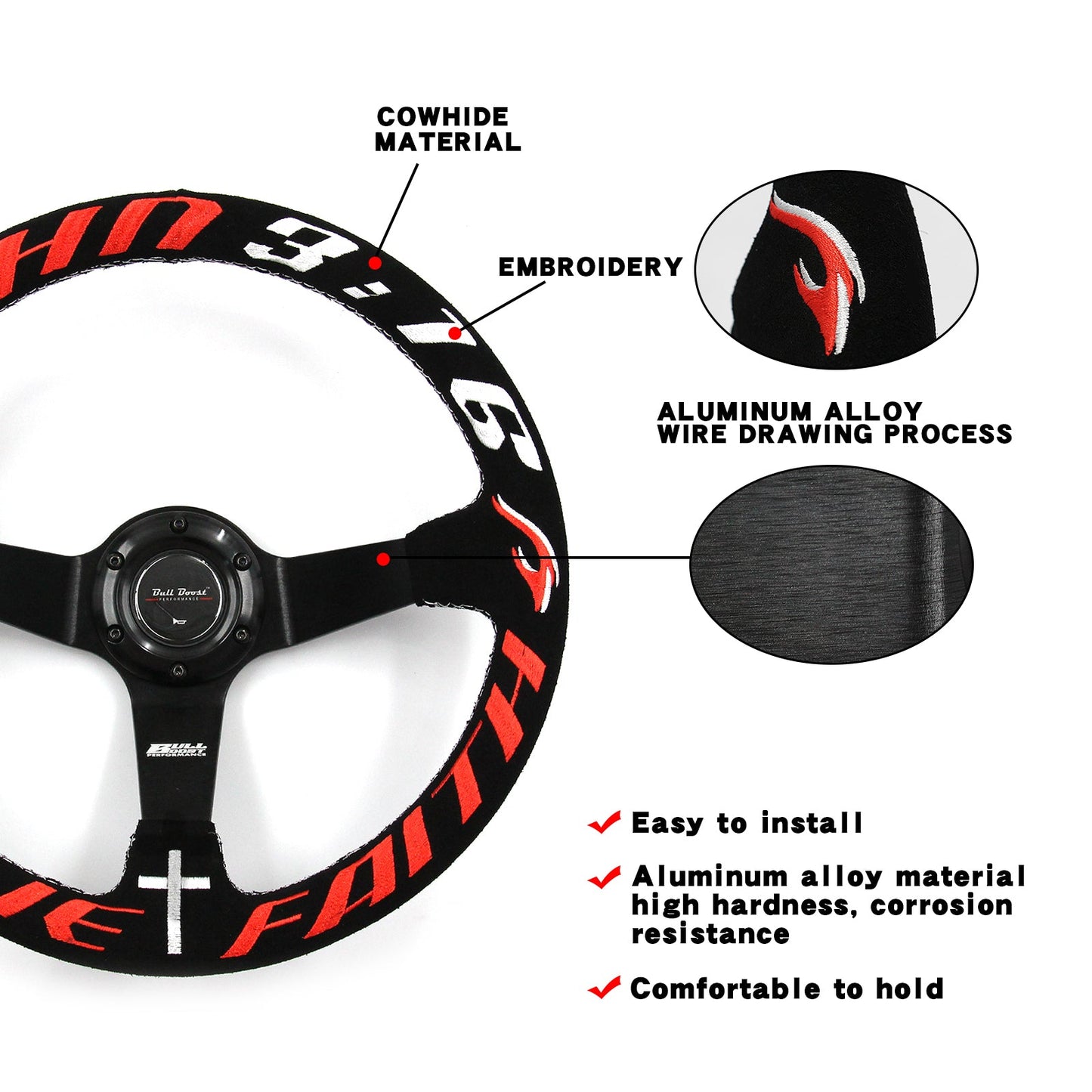 Have Faith 350mm Steering Wheel + Short Hub Adapter Kit For Acura Honda Accord Civic CR-Z