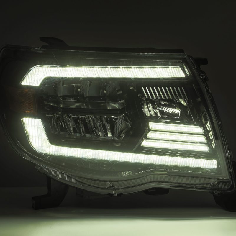 AlphaRex 05-11 Toyota Tacoma LUXX Crystal Headlights Plank Style Design Black w/Activation Light/DRL 880735 *Discontinued