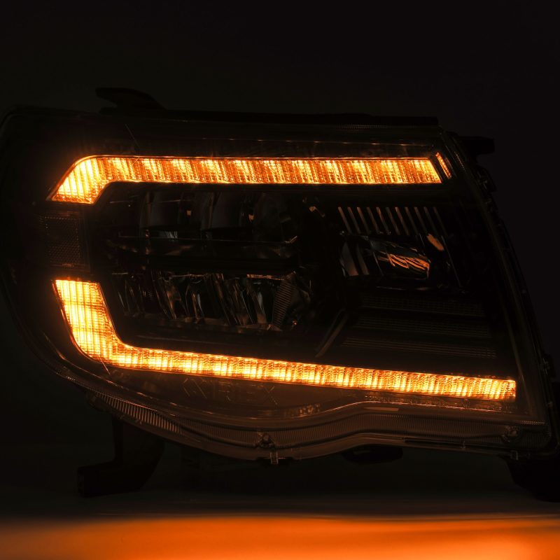 AlphaRex 05-11 Toyota Tacoma LUXX Crystal Headlights Plank Style Alpha Black w/Activation Light/DRL 880733 *Discontinued