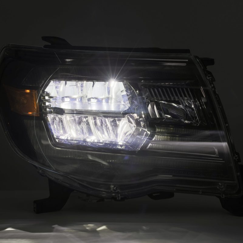 AlphaRex 05-11 Toyota Tacoma LUXX Crystal Headlights Plank Style Alpha Black w/Activation Light/DRL 880733 *Discontinued