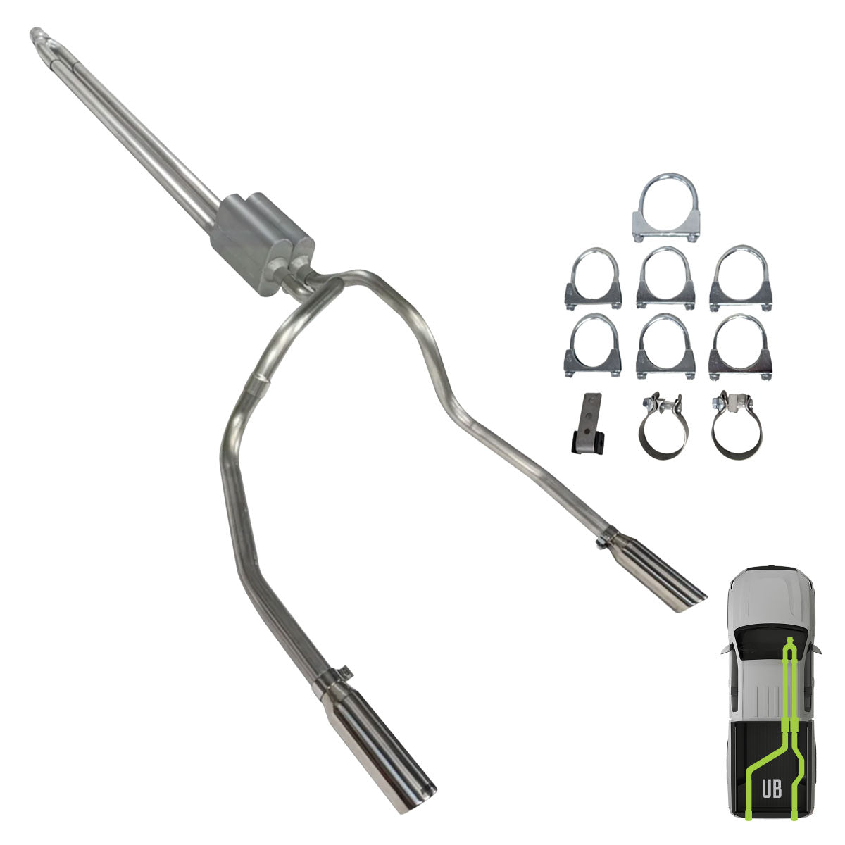 GMC/Chevy, 2014-2018, 5.3L, Clamp/On - Truck Cat-Back Dual Exhaust Kits
