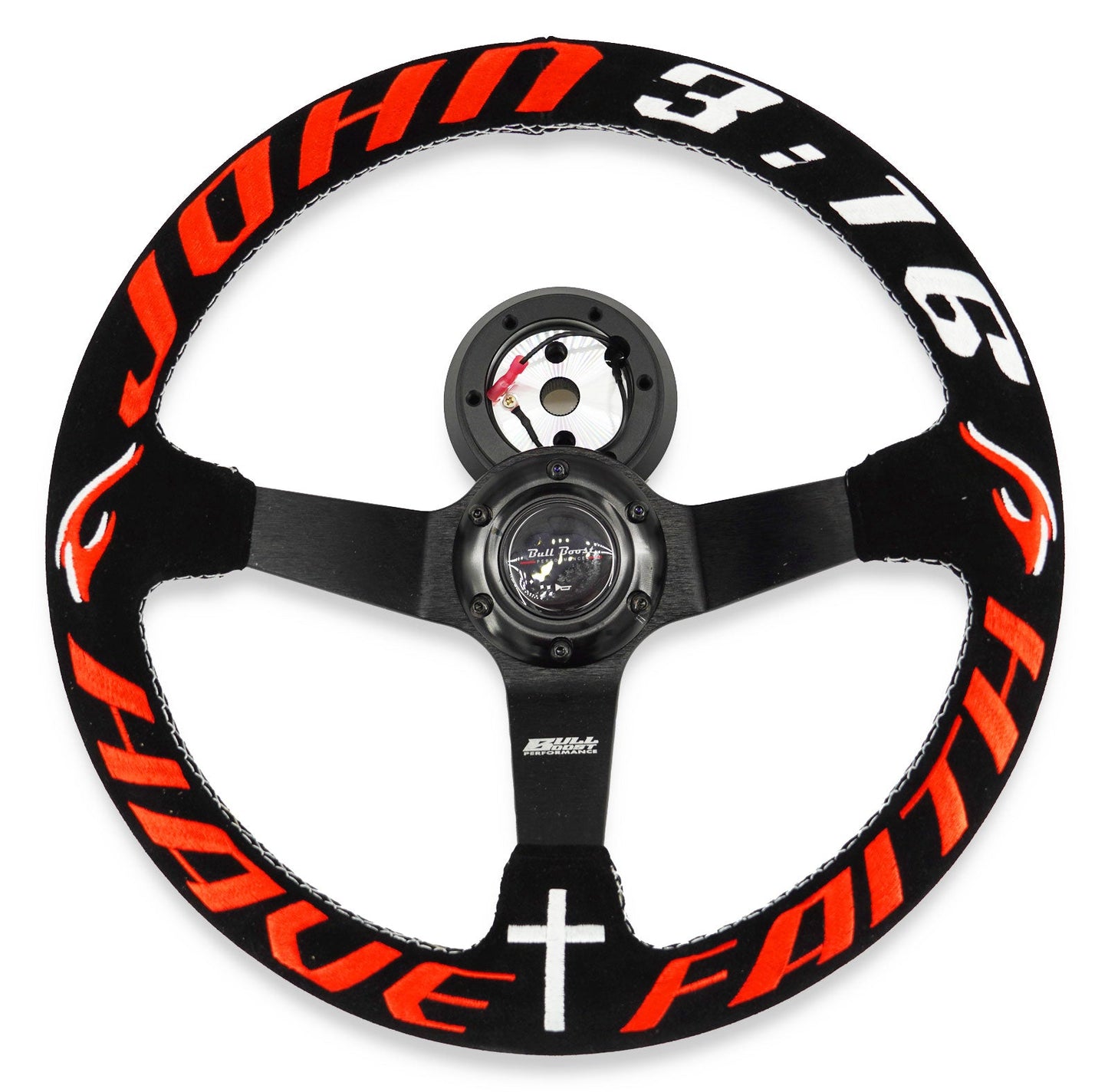 Have Faith Suede Steering Wheel + Short Hub Adapter Kit For Honda Acura Civic Integra Accord Del Sol, CRX, Prelude