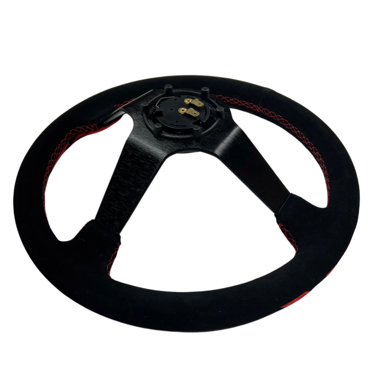 Rising Sun Deep Dish Suede Steering Wheel + Short Hub Adapter Kit For Honda Acura Civic Integra Accord Del Sol, CRX, Prelude