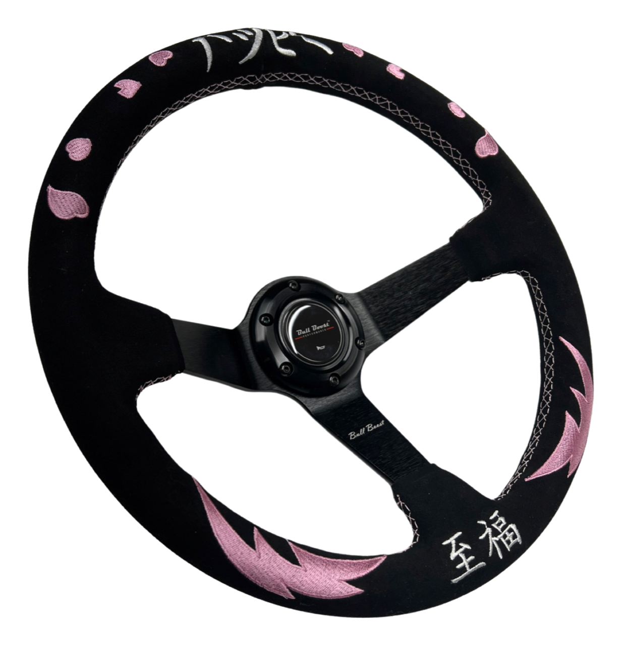 Pink Heart Bliss 6-Bolt Racing Steering Wheel + Hub Adapter Boss Kit for Honda Acura Civic, Del Sol, Integra