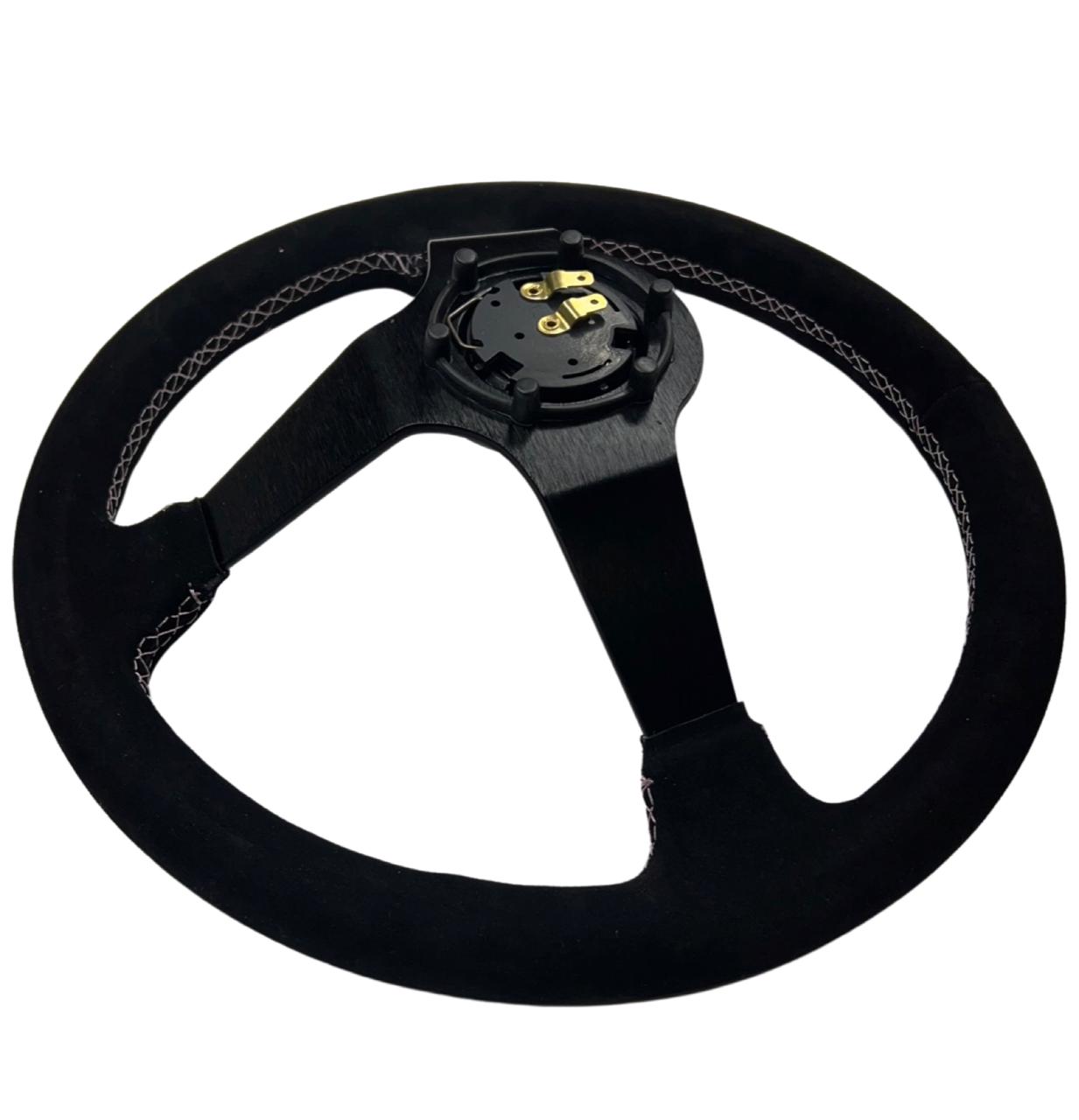 Deadboyz 350mm Deep Dish Suede Steering Wheel + Short Hub Adapter Kit For Honda Acura Civic Integra Accord Del Sol, CRX, Prelude