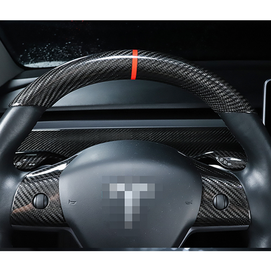 Tesla Model 3 & Y Carbon Fiber Steering Wheel Top Cap | Palenon Performance