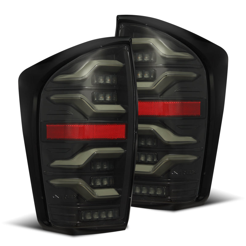 AlphaRex 16-21 Toyota Tacoma LUXX LED Taillights Alpha Blk w/Activ Light/Seq Signal 680080 *Discontinued