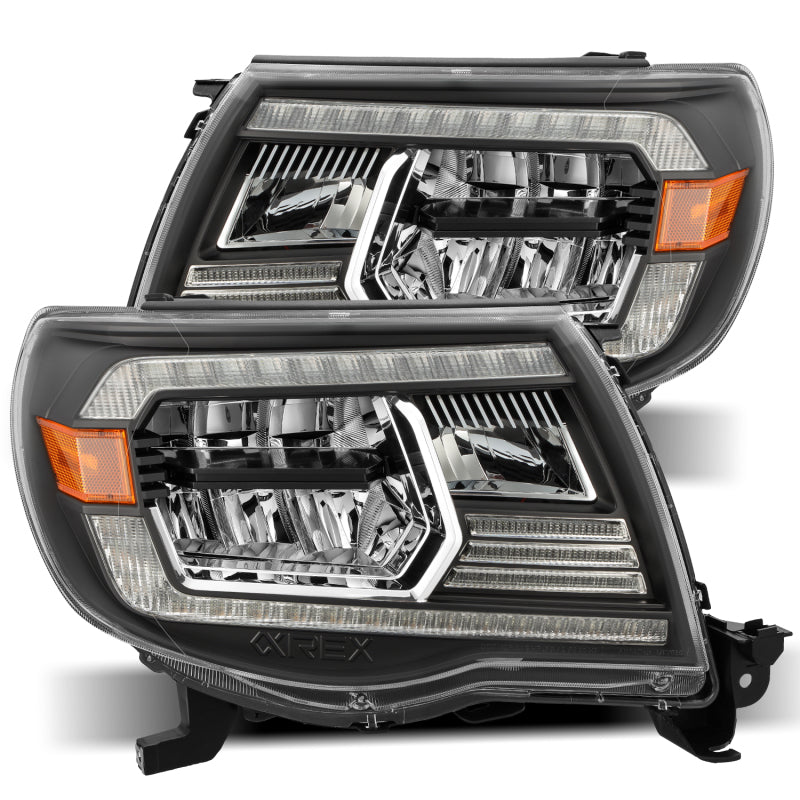 AlphaRex 05-11 Toyota Tacoma LUXX Crystal Headlights Plank Style Design Black w/Activation Light/DRL 880735 *Discontinued