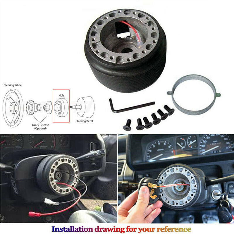 Rising Sun Japan 6-Bolt Racing Steering Wheel + Hub Adapter Boss Kit for Honda Acura Civic, Del Sol, Integra